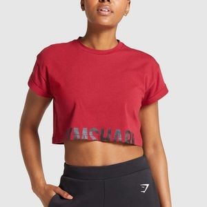 Gymshark Fraction Crop Top in Red